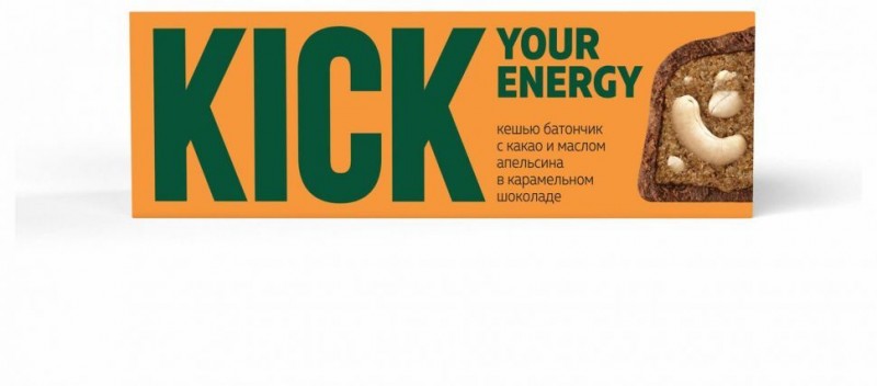 Батончик Kick, кешью, какао и маслом апельсина